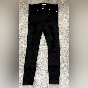 Good American Good Legs Black Skinny Jeans with Holes